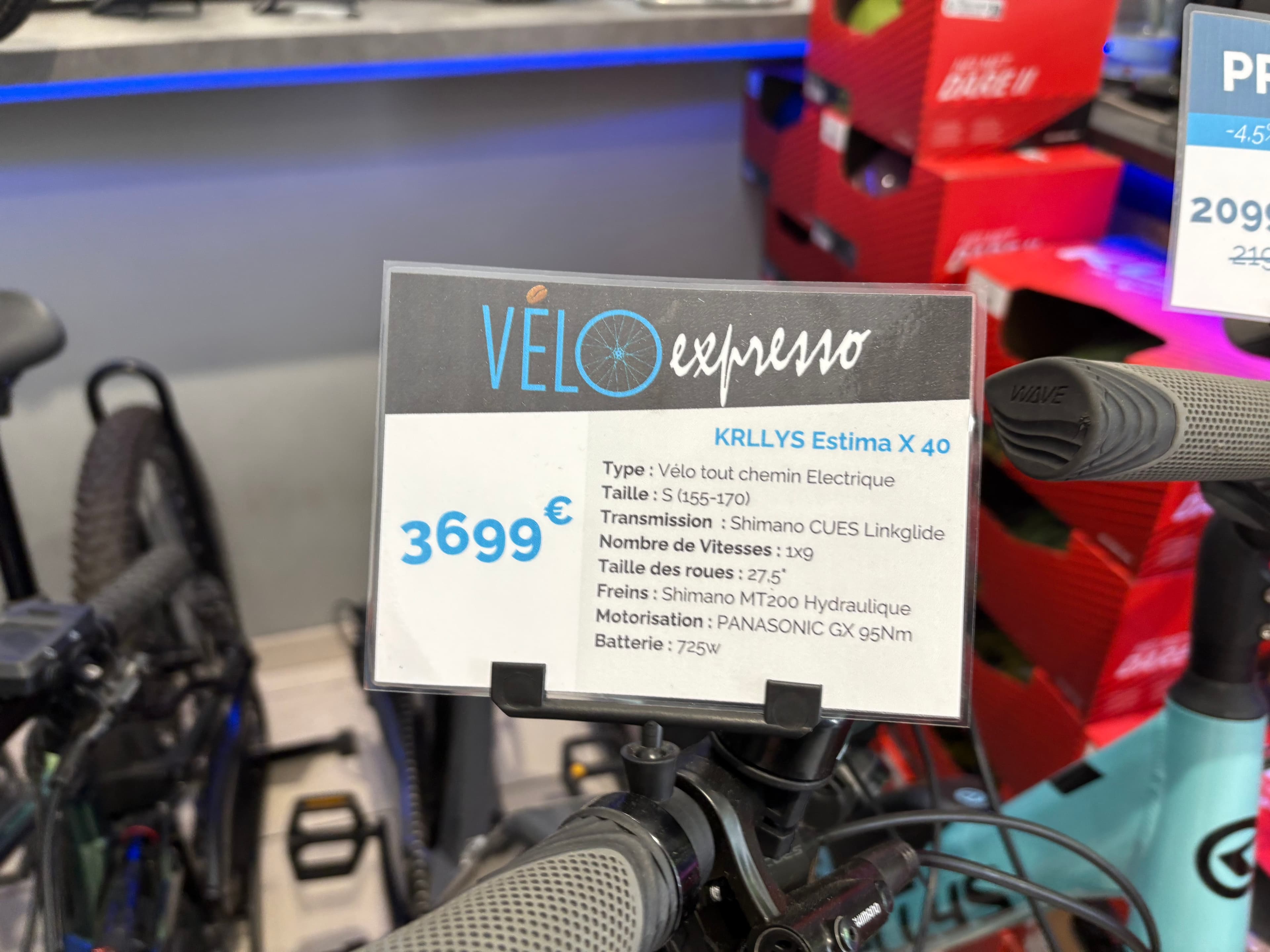 Nouvelle étiquette produit Vélo Expresso hors promotion — design clair et structuré